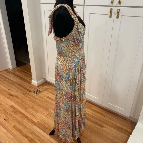 Like New Rebecca Taylor Floral Sleeveless Maxi Dress with Shoulder Ties, Size 6 - Picture 4 of 9